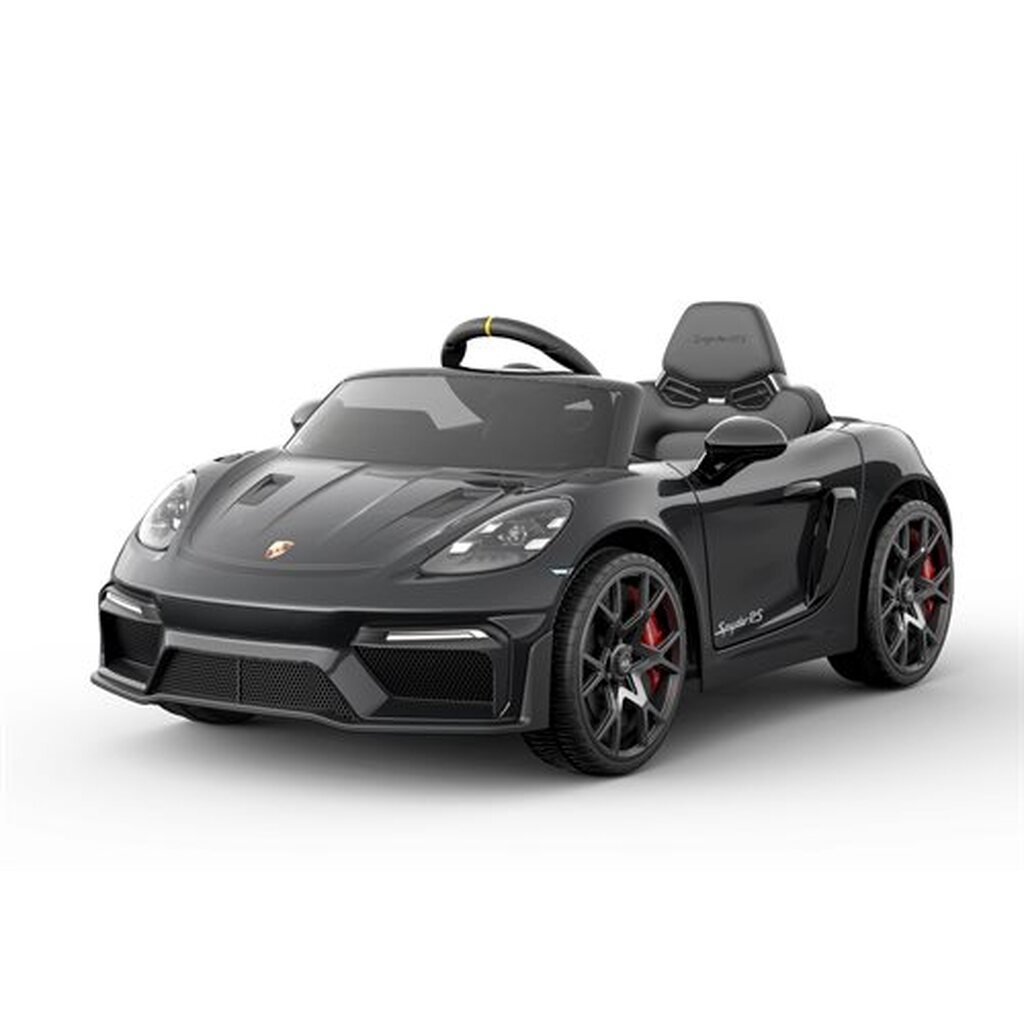 Porsche Spyder 718 RS, 12V med gummihjul og lædersæde
