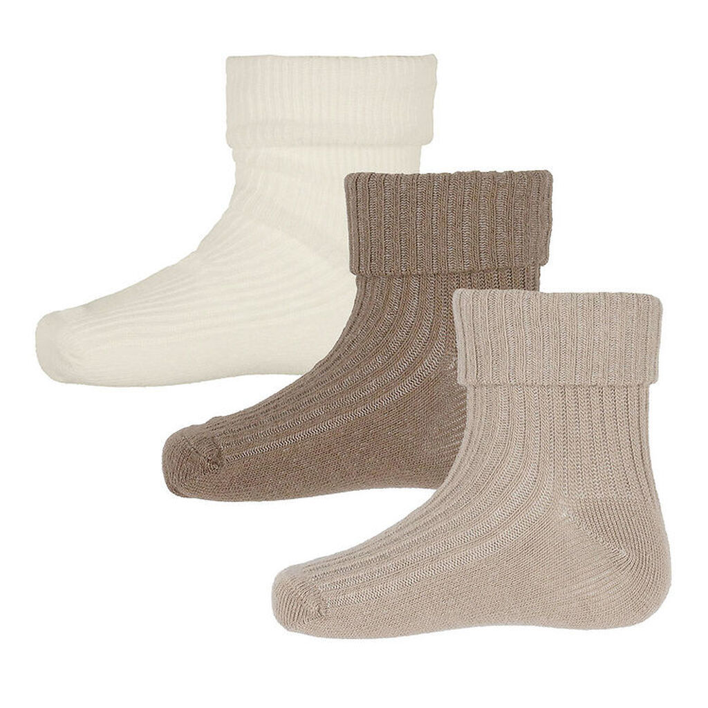 Minymo strømper - 3-Pak - Rib - Light Taupe