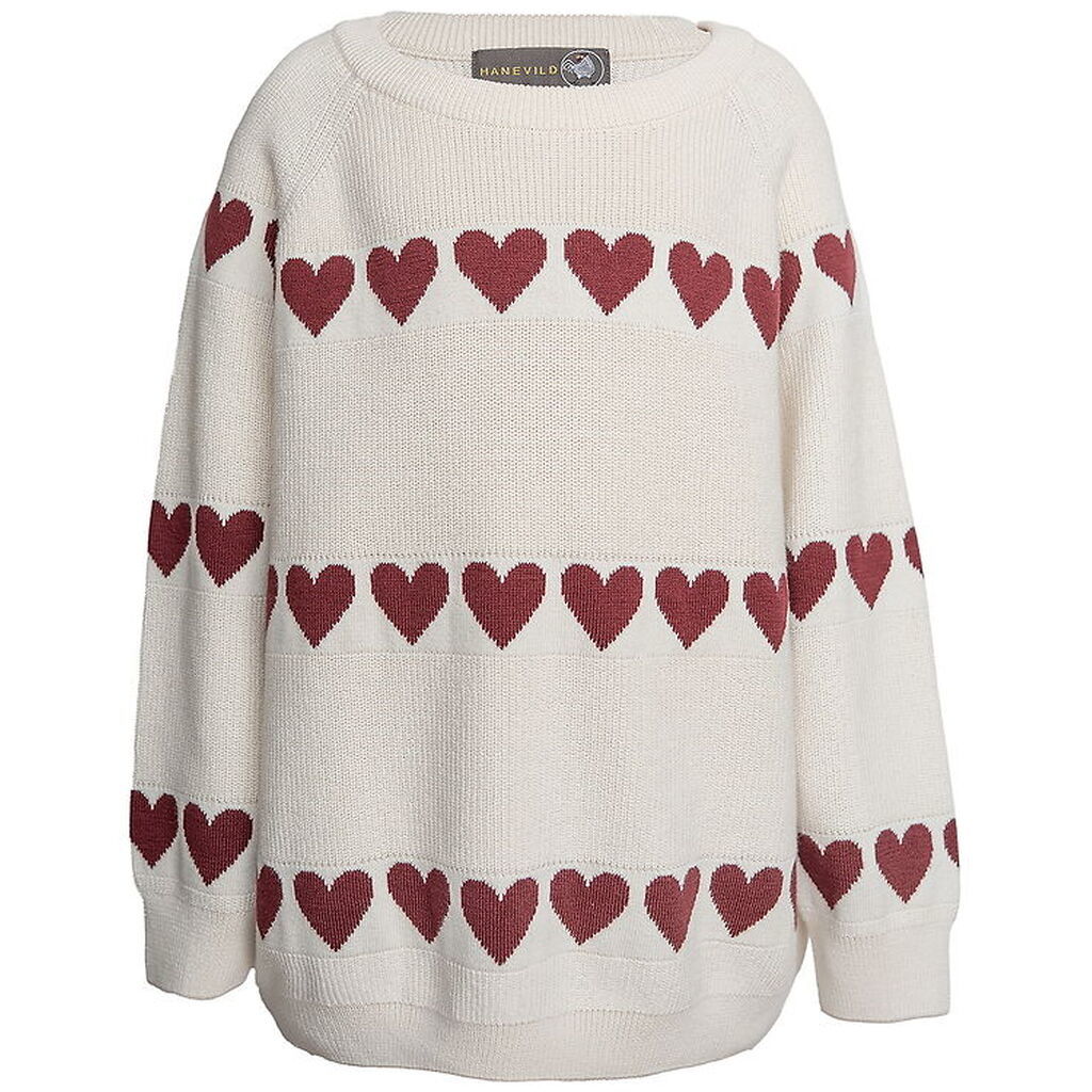 Hanevild Bluse - Strik - Ivory/Red Heart