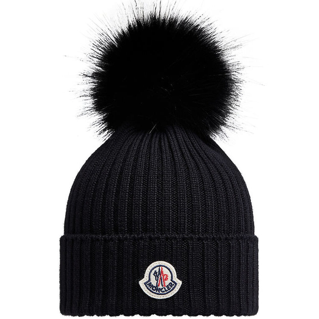 Moncler Hue - Uld - Sort m. Kvast