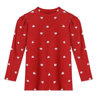 Fliink Bluse - Kelly - Puff - Pompeian Red/Beige Hjerte