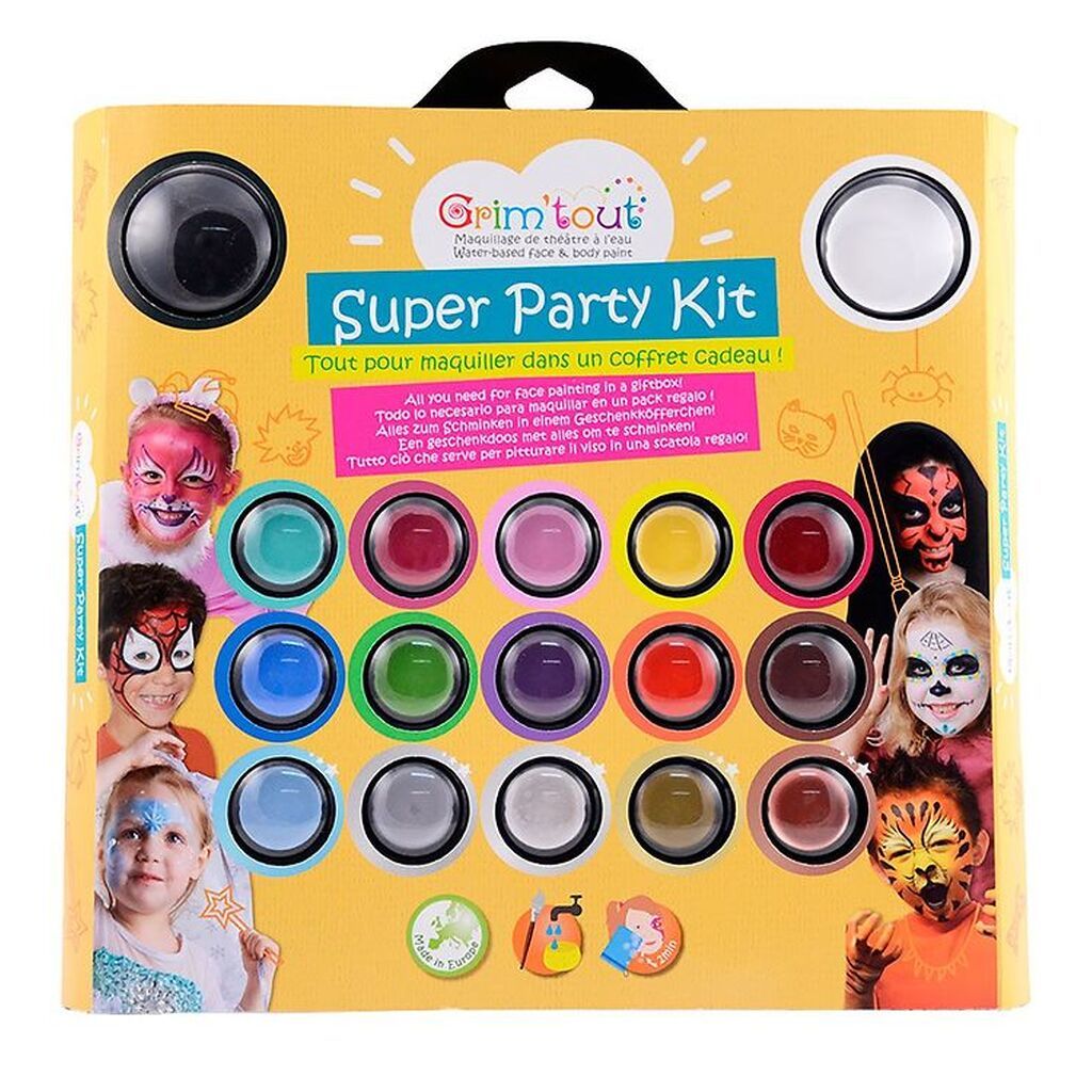 Grim Tout Ansigtsmaling - 17 Farver - Super Party Kit
