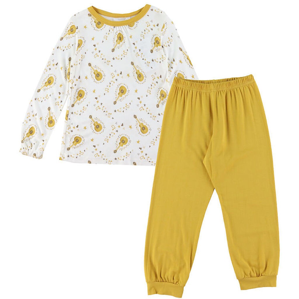 Joha Nattøj - 2-delt - Bambus - Off White m. Guitar