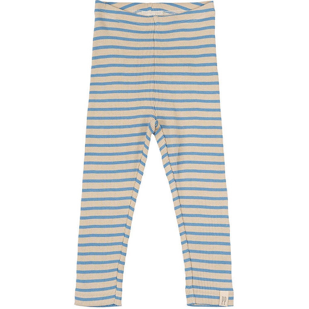 Petit Piao Leggings - Rib - Modal - Allure Blue/Dark Off White