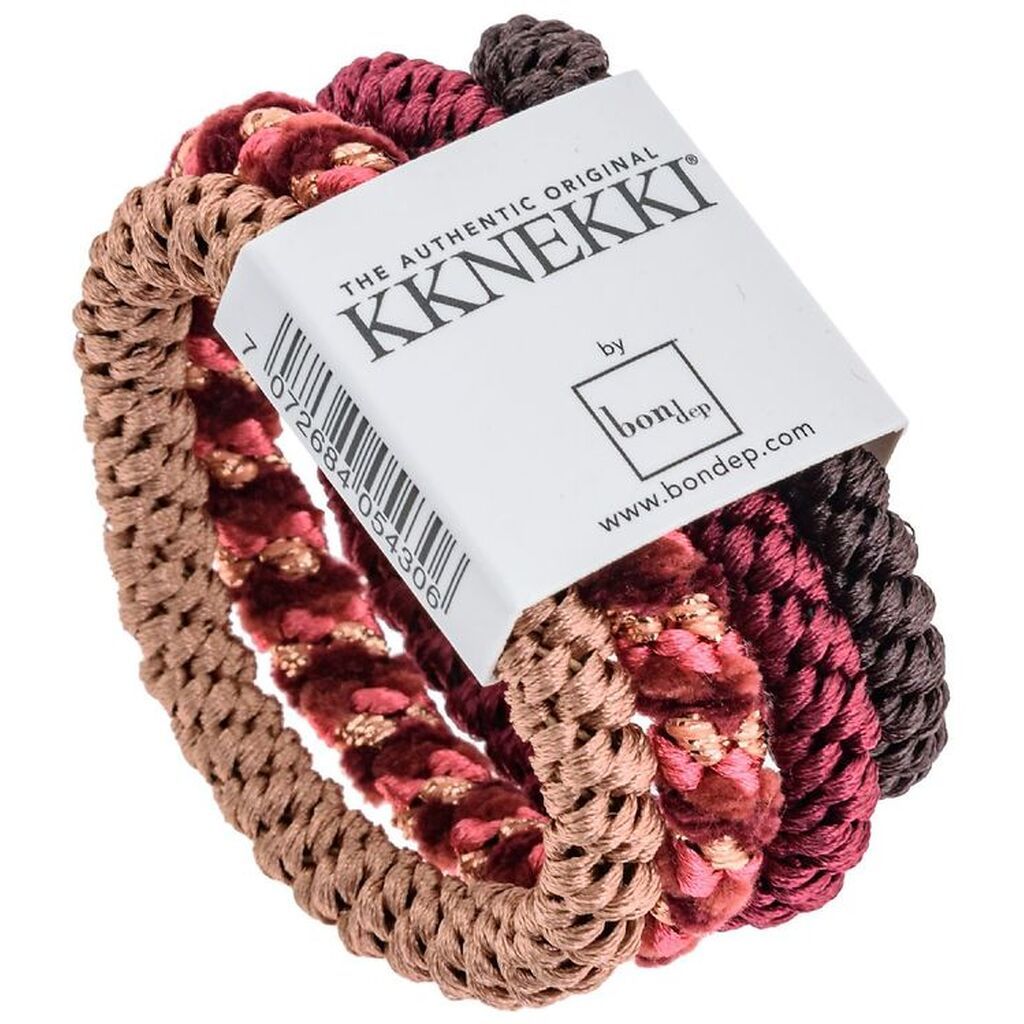 Kknekki Hårelastikker - 4-pak - Brun/Lilla/Beige/Rosa