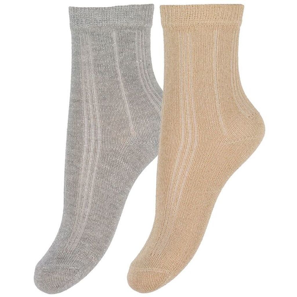Minymo Ankelstrømper - 2-pak - Pale Gold/Silver