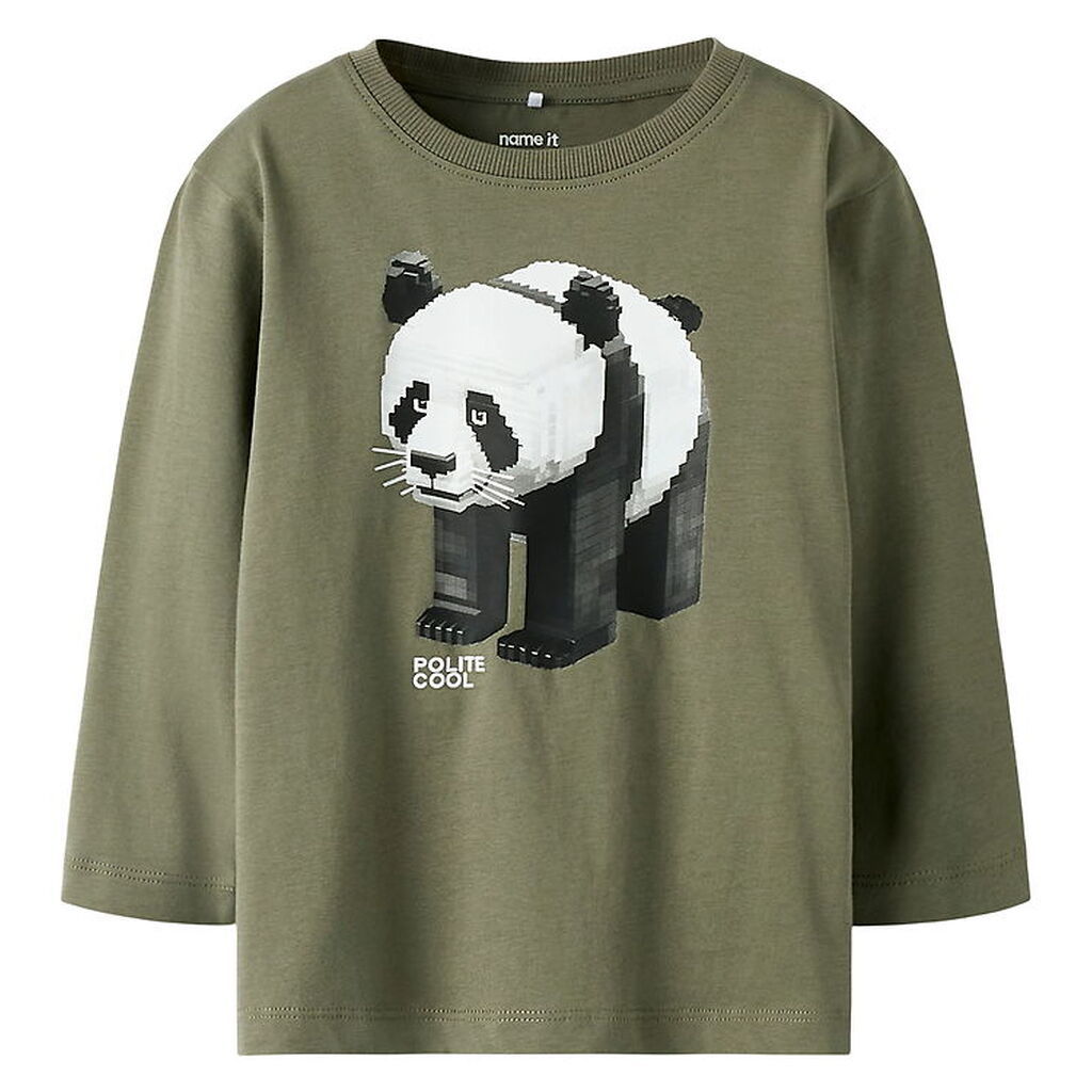 Name It Bluse - NmmSalan - Dusty Olive m. Panda