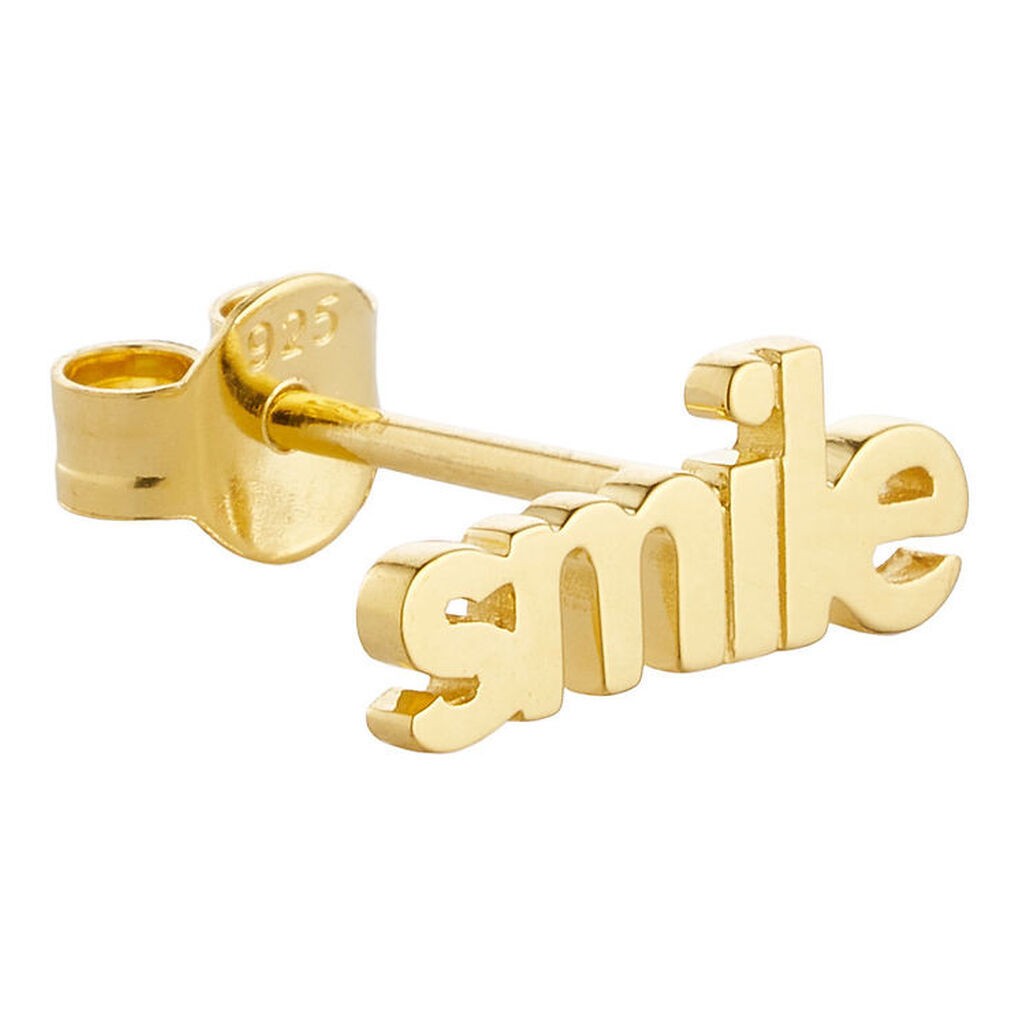 Design Letters Ørering - 1 stk. - SMILE - 18K Guldbelagt