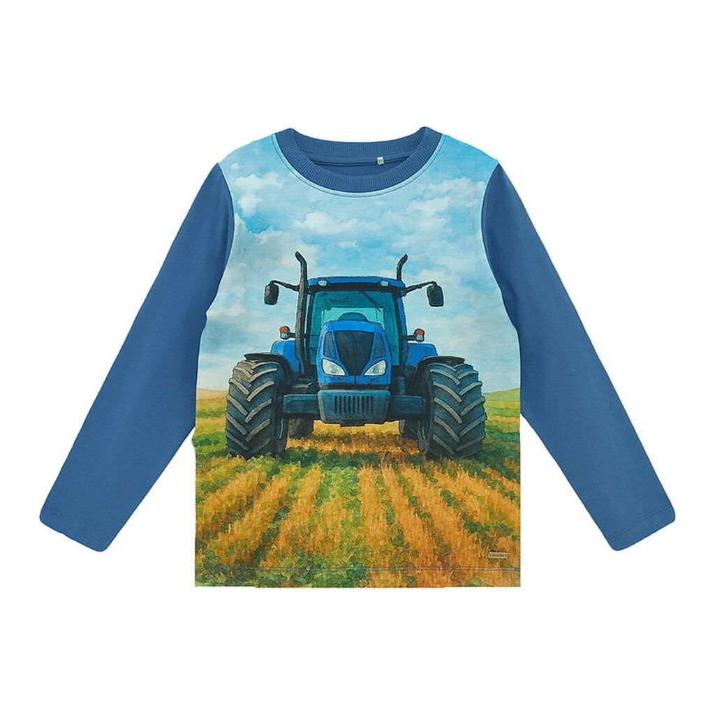 Minymo Bluse - Dutch Blue m. Traktor