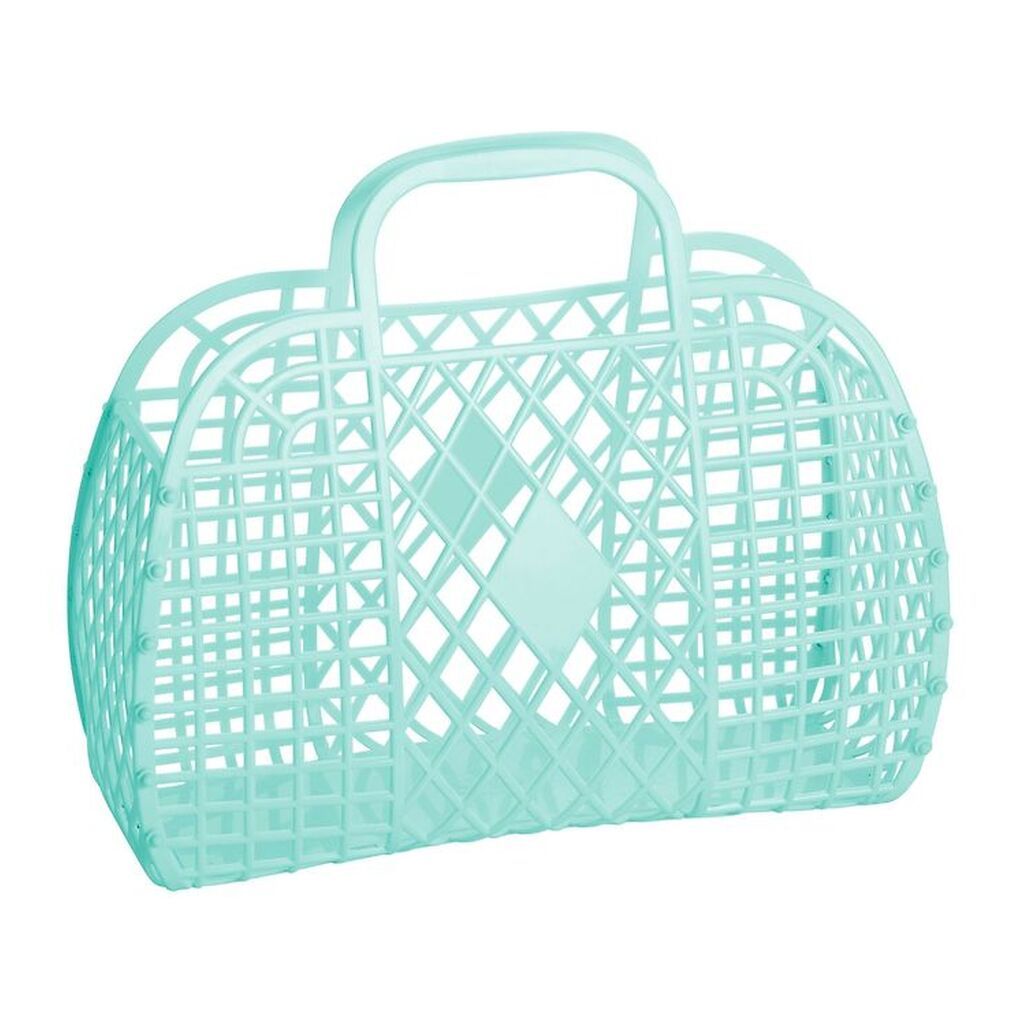 Sun Jellies Stor Foldekurv - Retro - 37x30x11 cm - Mint
