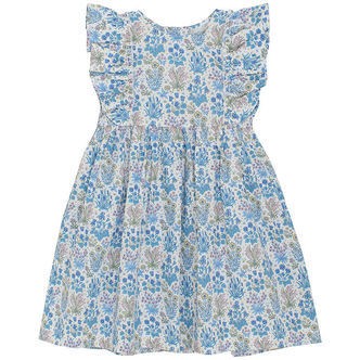 Huttelihut Kjole - Soft Chambray m. Blomster