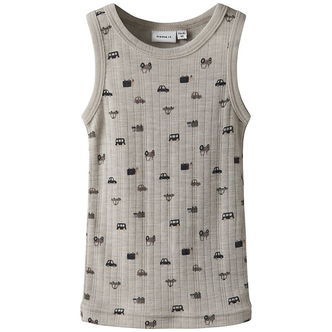 Name It Undertrøje - Uld - Rib - Nacreous Cloud/Small cars