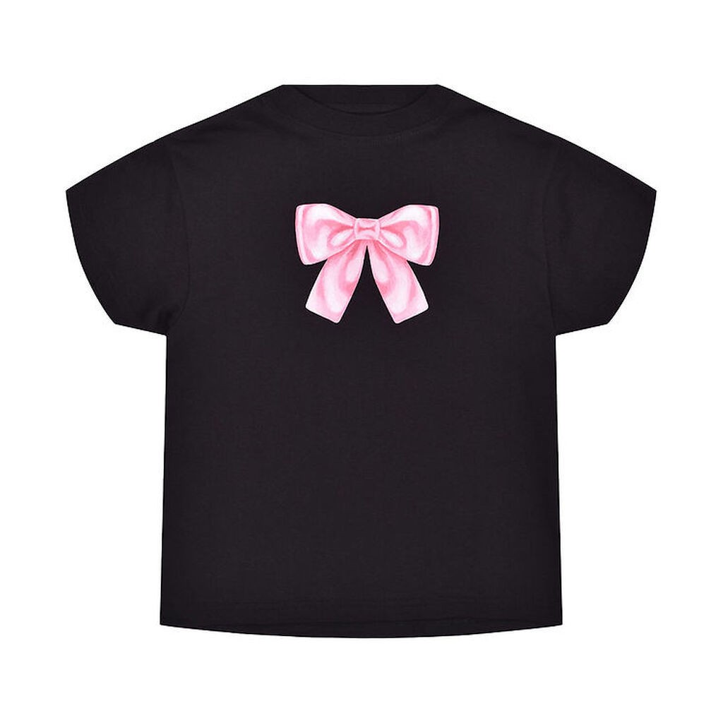 Hound T-shirt - Cropped - Sort m. Sløjfe