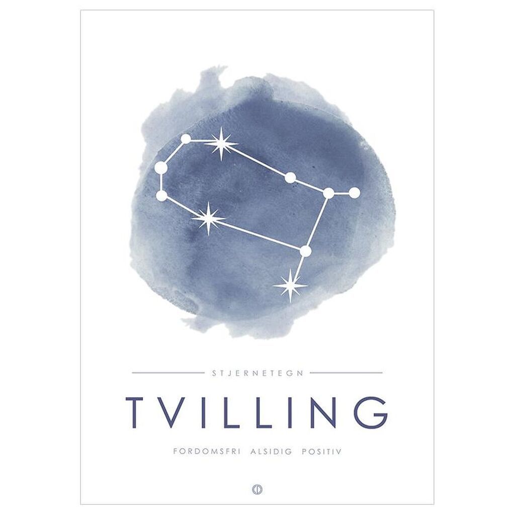 Citatplakat Plakat - A3 - Stjernebillede - Tvilling - Blå