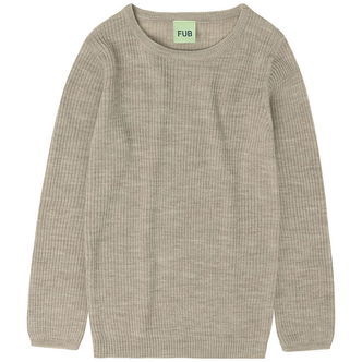 FUB Bluse - Rib - Strik - Uld - Oat Melange