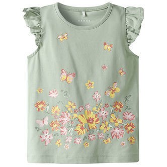 Name It Top - NmfVayana - Aqua Gray/Yellow Flower