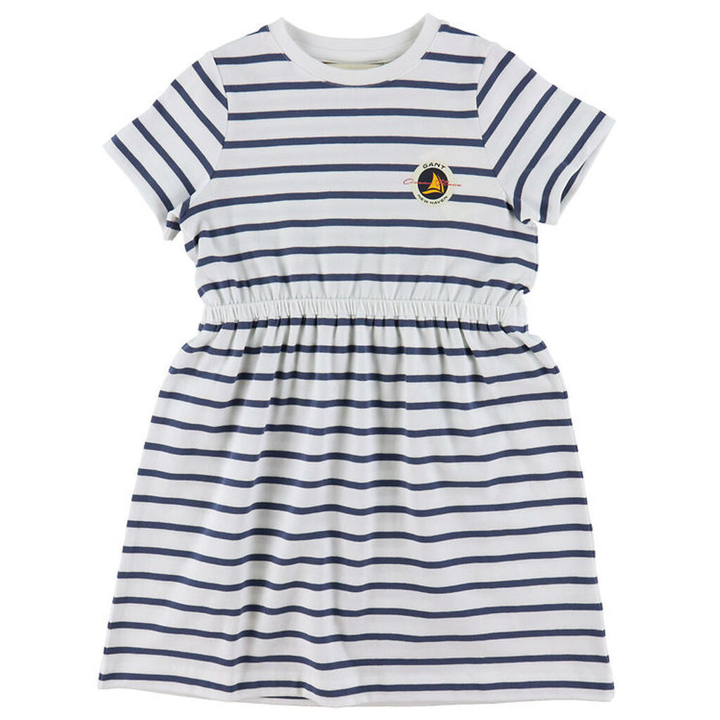 GANT Kjole - Striped - Dusty Navy