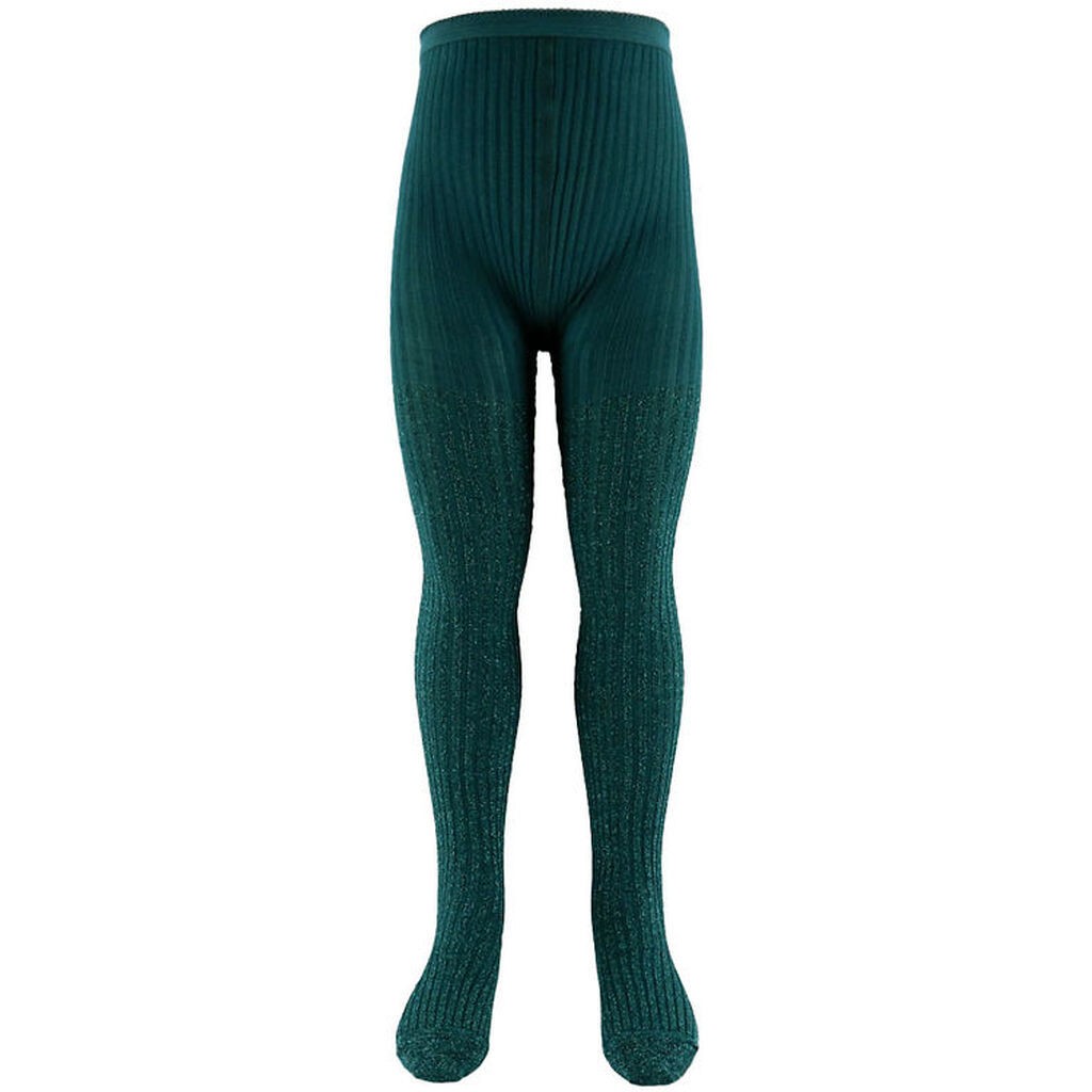 Molo Strømpebukser - Rib - Cosmic Green m. Glimmer