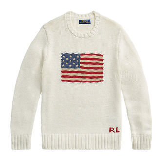 Polo Ralph Lauren Bluse - Strik - Hvid m. Flag