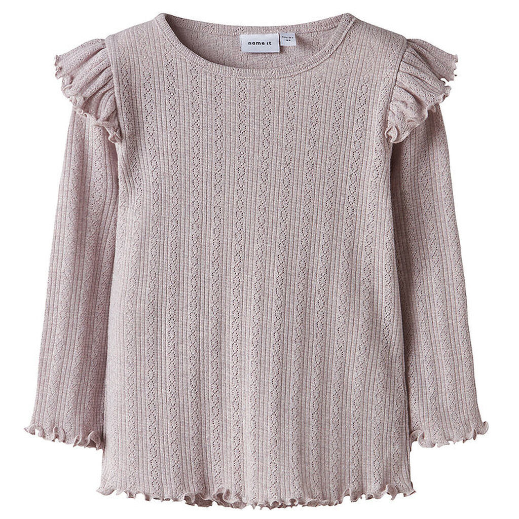 Name It Bluse - Rib/Hulmønster - NmfBlitta - Lilac Marble/Melang