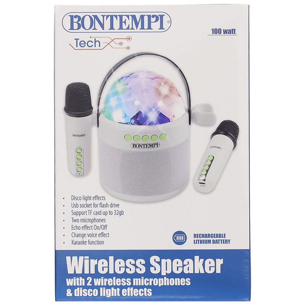 Bontempi Højtaler m. 2 mikrofoner/Lys - Trådløs