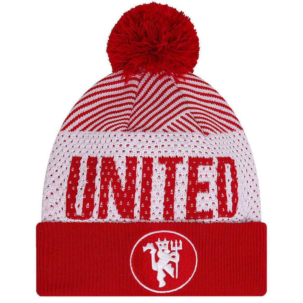 New Era Hue m. Kvast - Strik - Manchester United - Rød/Hvid