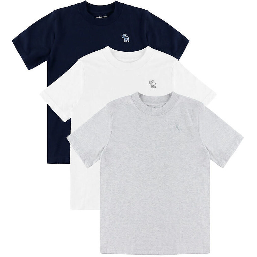 Abercrombie & Fitch T-shirts - 3-pak - Navy Blazer/Hvid/Gråmeler