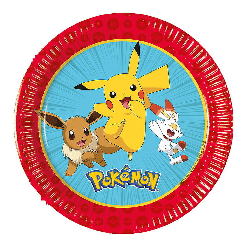 Decorata Party Paptallerkner - 8-pak - 19,5 cm - Pokémon