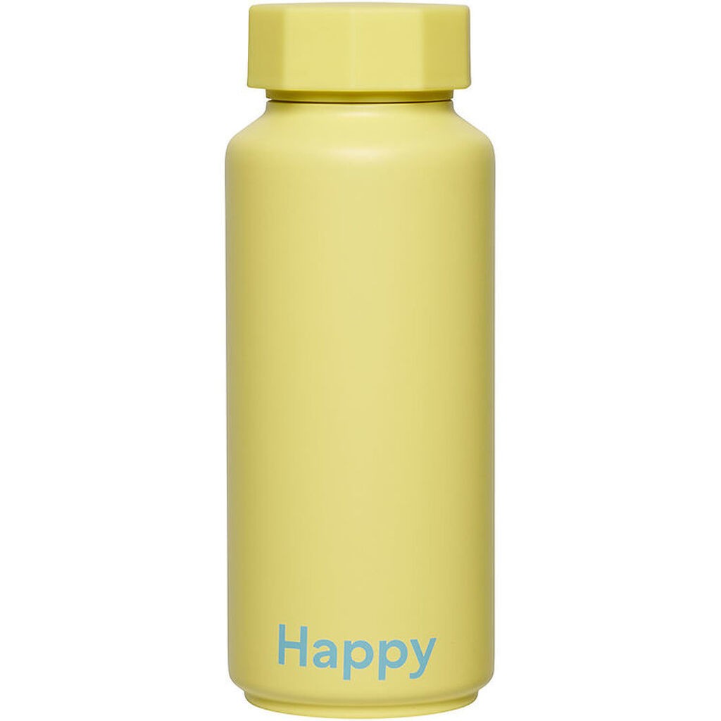 Design Letters Termoflaske - 500 ml - Happy - Gul
