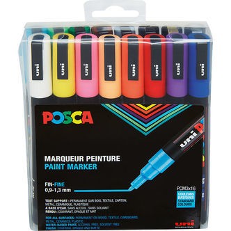 Posca Tuscher - PC-3M - 16 stk. - Multifarvet