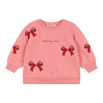 Konges Sløjd Sweatshirt - Lou Bow - Strawberry Ice m. Sløjfer