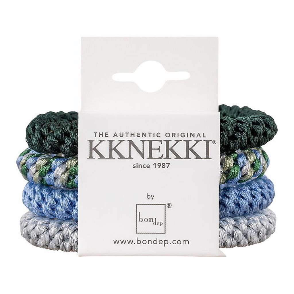 Kknekki Hårelastikker - 4-pak - Grey/Blue/Green