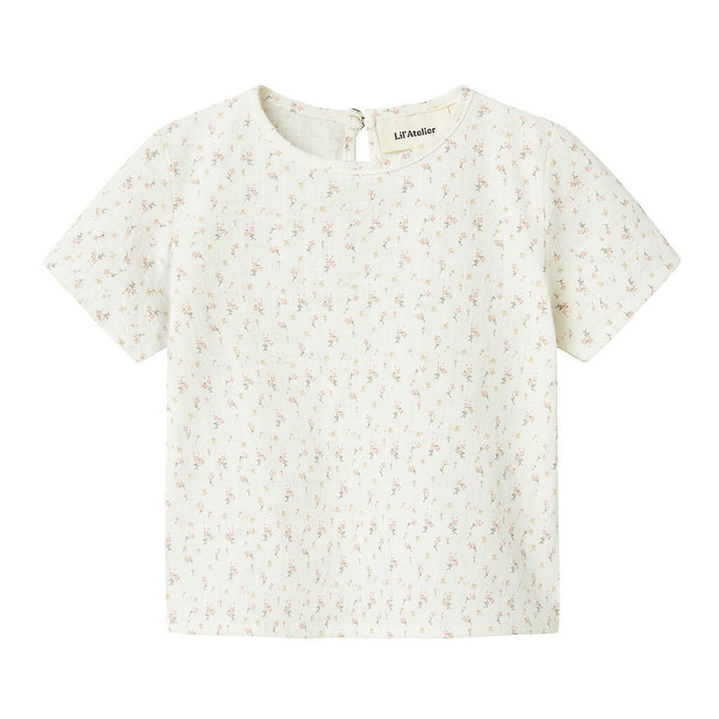 Lil' Atelier T-shirt - NbfHailey - Coconut Milk m. Blomster