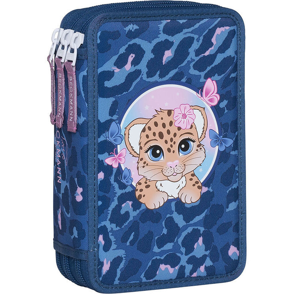 Beckmann Penalhus m. Indhold - Cheetah - Mørkeblå