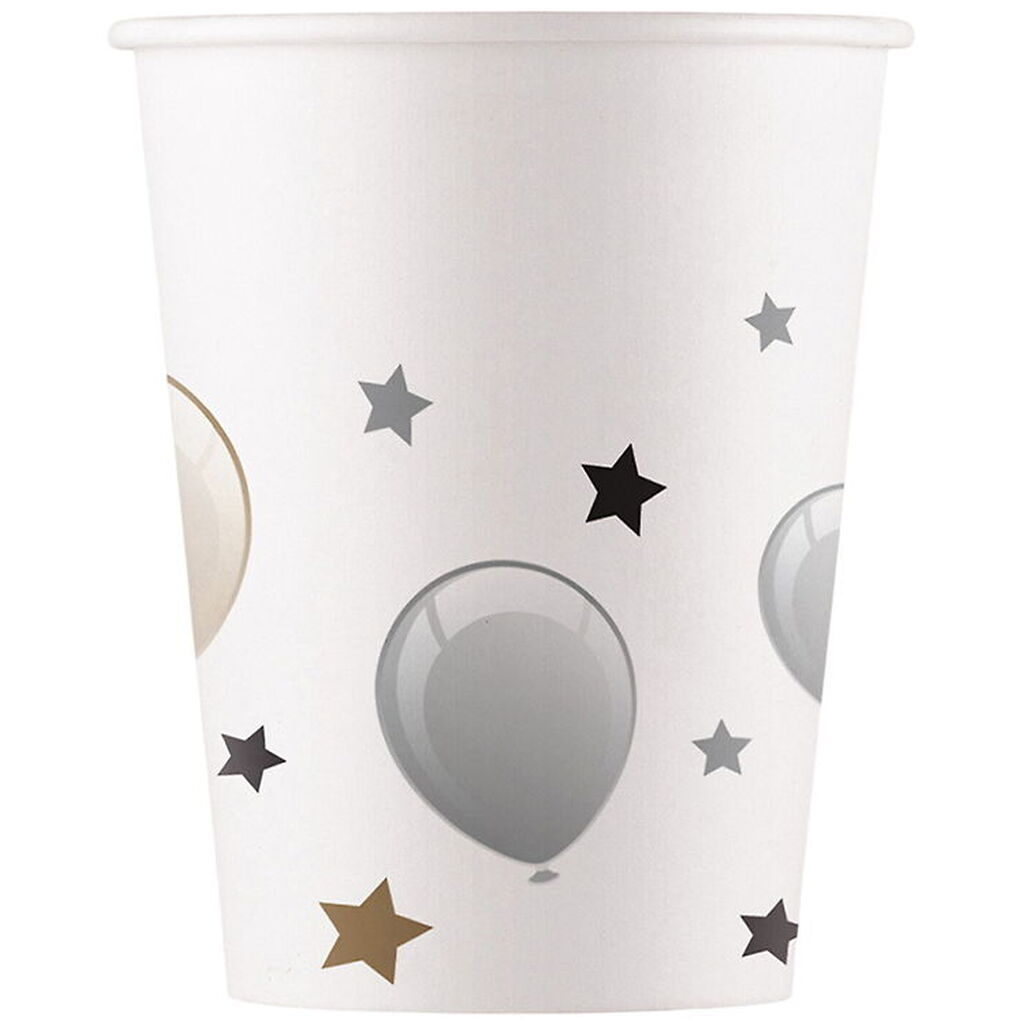 Decorata Party Papkrus - 8-pak - 200 ml - Milestone Happy Birthd