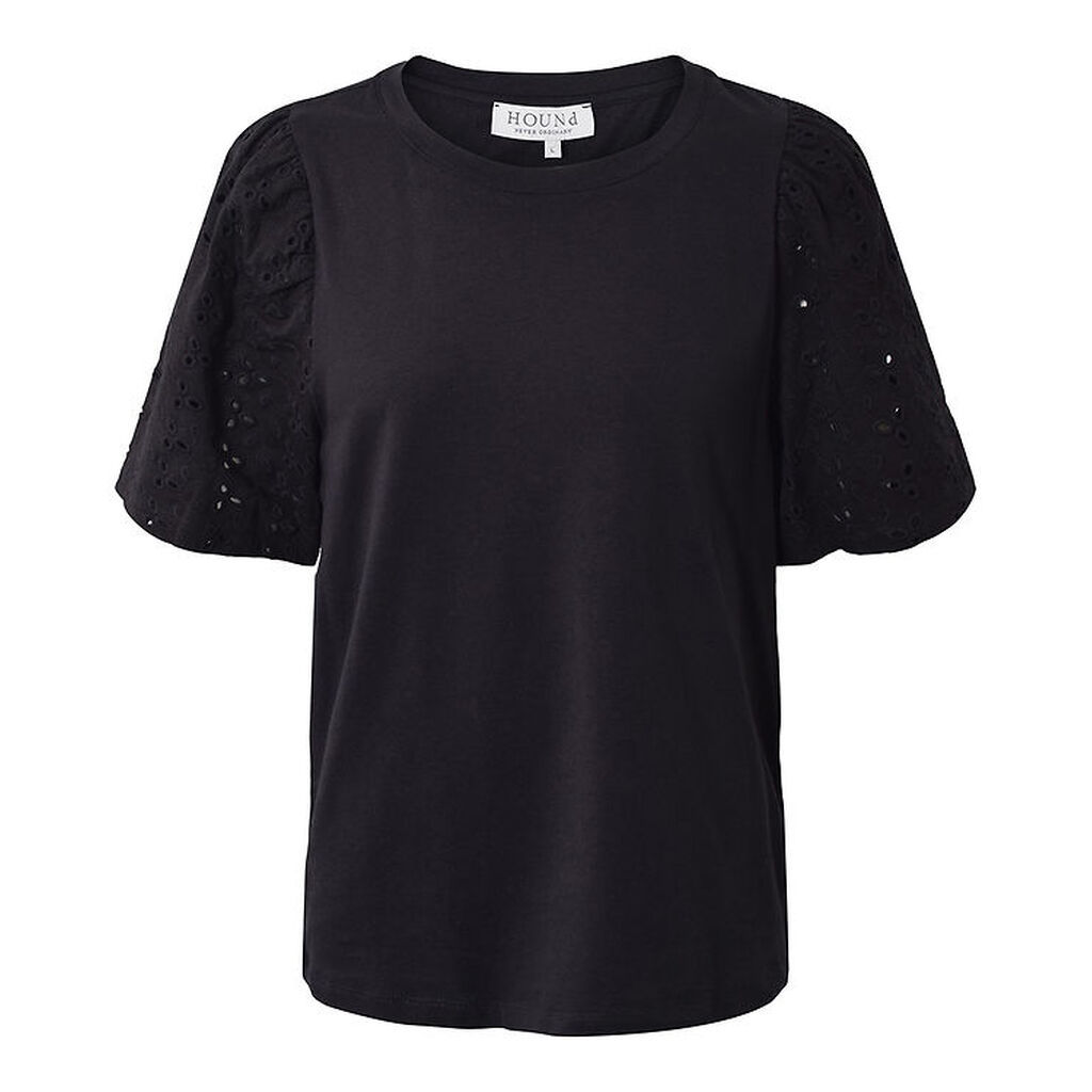 Hound T-Shirt - Puff Sleve Top - Black