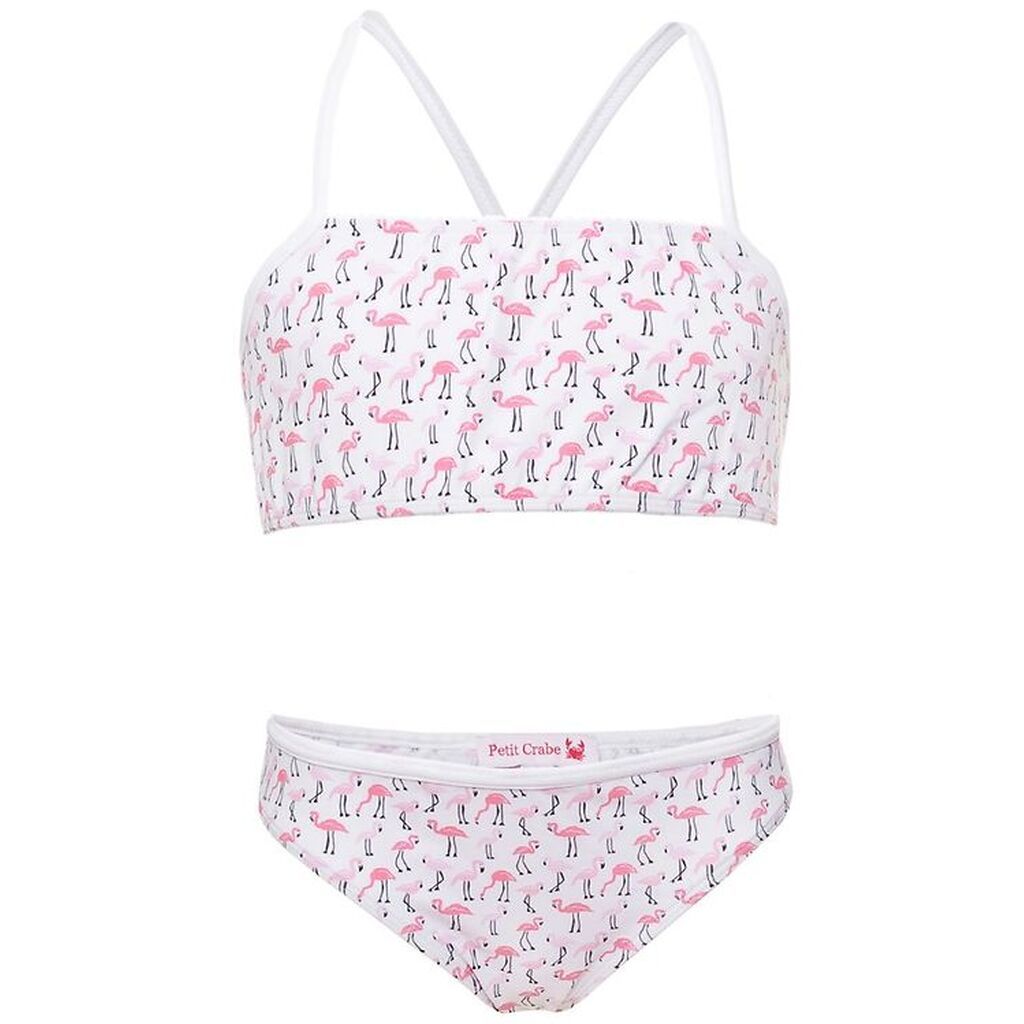Petit Crabe Bikini - Louise - UV50+ - Hvid m. Flamingo