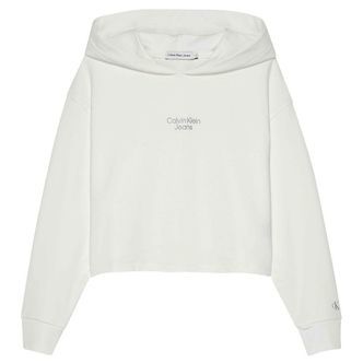 Calvin Klein Hættetrøje - Stack Logo Overlap - Bright White