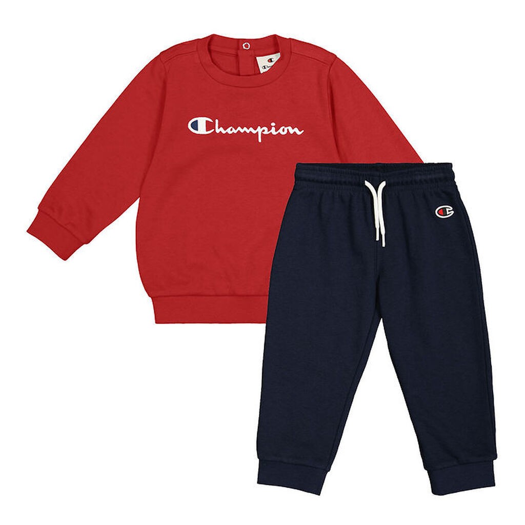 Champion Sweatsæt - Crewneck - Navy/Rød m. Logo