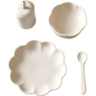Jack o Juno Spisesæt - Silikone - 4 Dele - Poppy - Cream