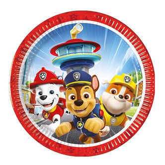 Decorata Party Paptallerkner - 8-pak - 19,5 cm - Paw Patrol Resc