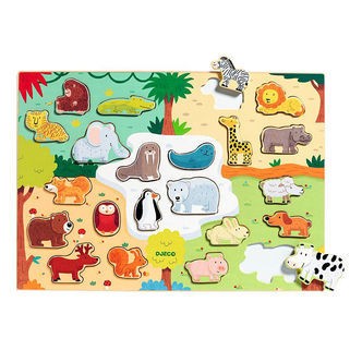 Djeco Puslespil - Træ - 22 Brikker - Puzzlo Animo