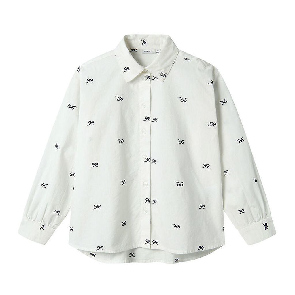 Name It Skjorte - NkfFilippas - Oversize - Bright White m. Sløjf