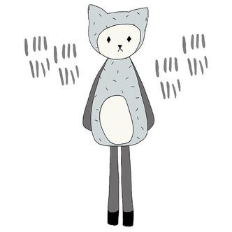 Fabelab Wallstickers - Dreamy Friend Cat - Grå m. Kat