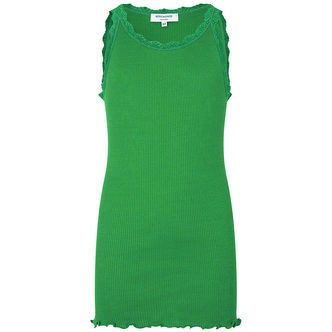 Rosemunde Top - Lang - Silke/Bomuld - Bright Green m. Blonder