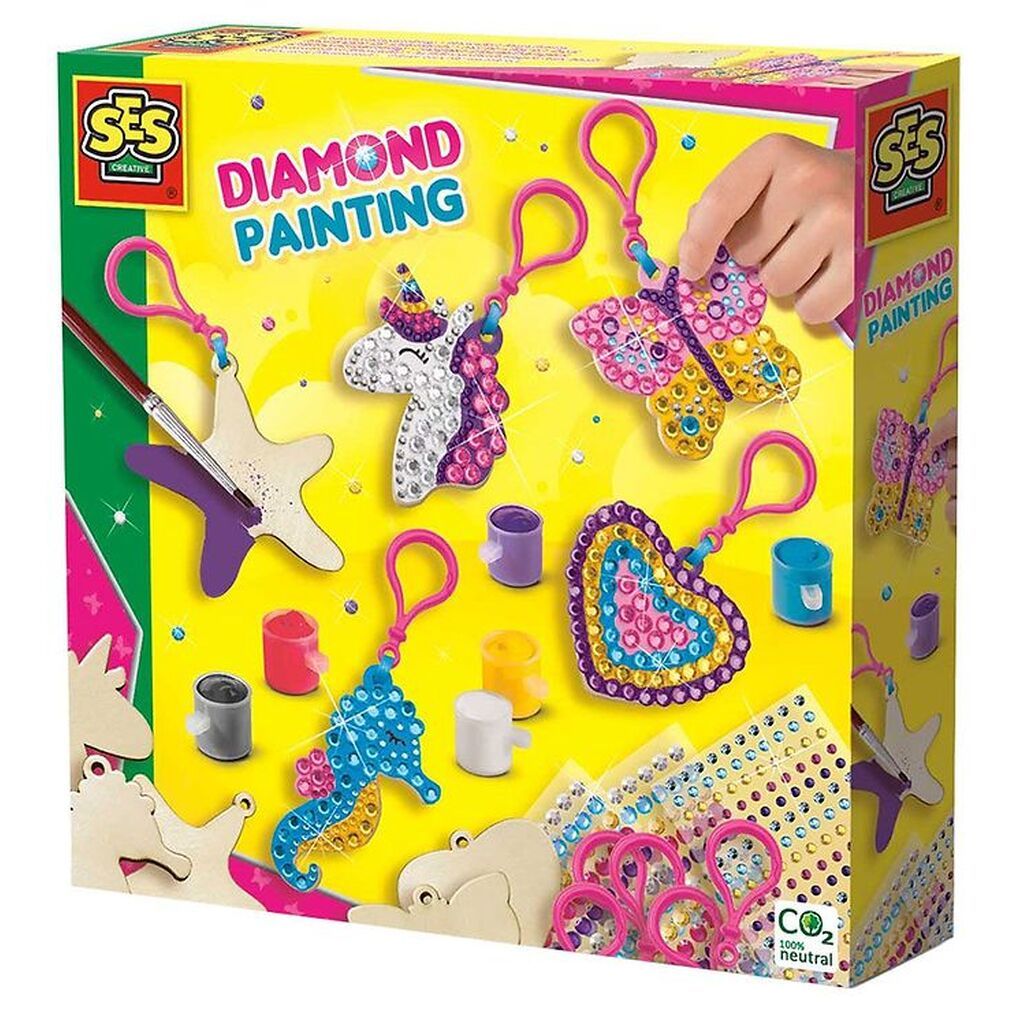 SES Creative Aktivitetssæt - Mal Med Diamanter - Nøglevedhæng