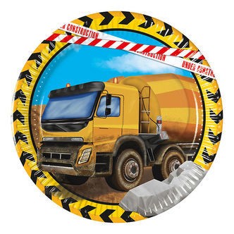 Decorata Party Paptallerkner - 8-pak - 19,5 cm - Construction