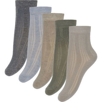 Minymo Strømper - 5-pak - Winter Sky m. Rib