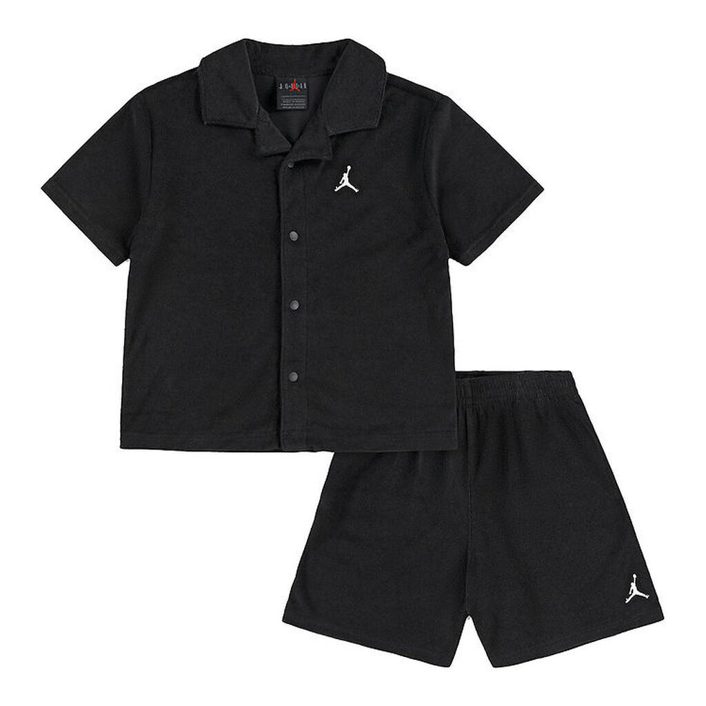 Jordan Shortssæt - Skjorte/Shorts - Frotté - Sort m. Logo