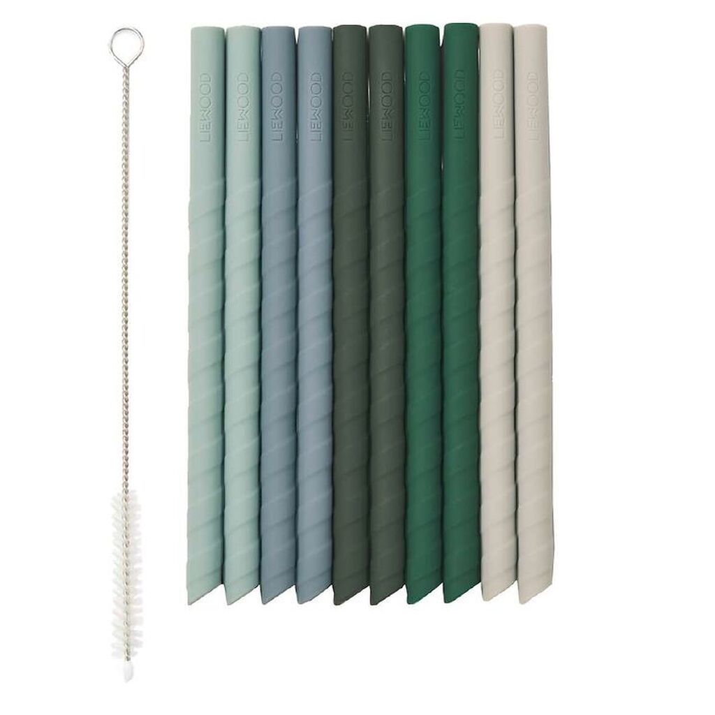 Liewood Sugerør - Silikone - Timoti - 10-pak - Green Multi Mix